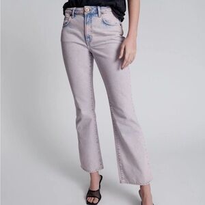 Oneteaspoon Charlie High Waist Slim Flared Denim Jeans Pink Haze 26